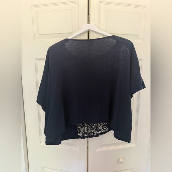 NWT Anthropologie AKEMI+KIN Navy Embroidered Darrie Top Bandana Paisley Boxy Top - Picture 10 of 10